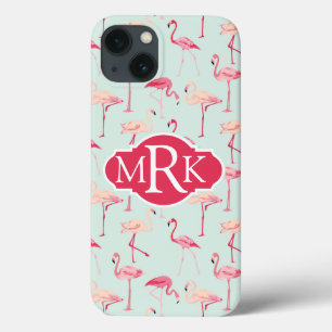 Retro-Flamingo patroon Monogram Case-Mate iPhone Case
