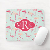 Retro Flamingo patroon | Monogram Muismat (Met muis)