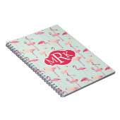 Retro-Flamingo patroon | Monogram Notitieboek (Rechterzijde)
