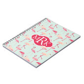 Retro-Flamingo patroon | Monogram Notitieboek (Linkerzijde)
