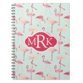 Retro-Flamingo patroon | Monogram Notitieboek (Voorkant)