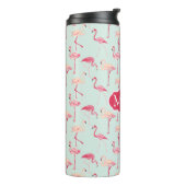 Retro-Flamingo patroon | Monogram Thermosbeker (Gedraaid links)