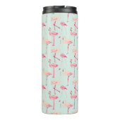 Retro-Flamingo patroon | Monogram Thermosbeker (Achterkant)
