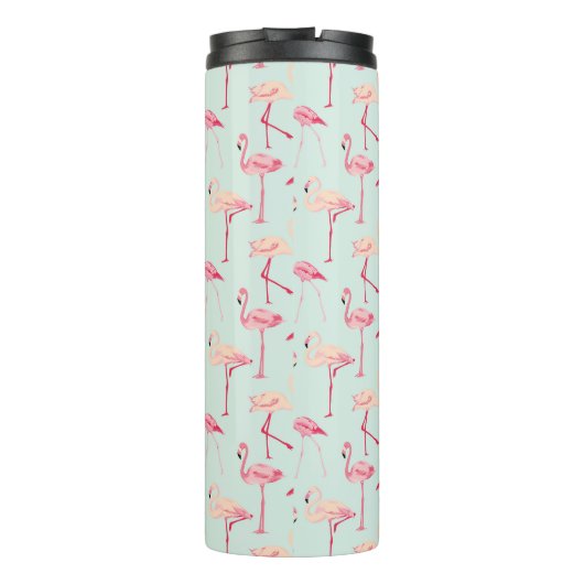 Retro-Flamingo patroon | Monogram Thermosbeker (Achterkant)