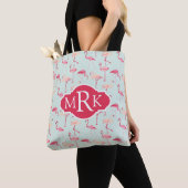 Retro-Flamingo patroon | Monogram Tote Bag (Dichtbij)