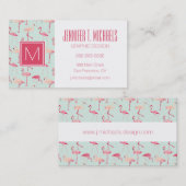 Retro-Flamingo patroon | Monogram Visitekaartje (Voorkant / Achterkant)