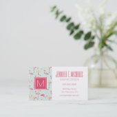 Retro-Flamingo patroon | Monogram Visitekaartje (Staand voorkant)