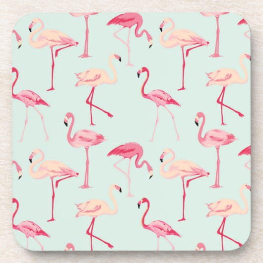 Retro-Flamingo patroon Onderzetter (Voorkant)