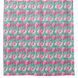 Retro Flamingo patroon Roze en Aqua Douchegordijn