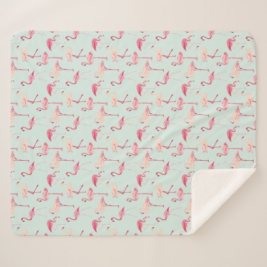 Retro-Flamingo patroon Sherpa Deken (Voorkant (horizontaal))