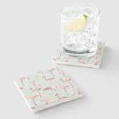 Retro-Flamingo patroon Stenen Onderzetter (Zijkant)