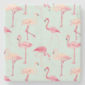 Retro-Flamingo patroon Stenen Onderzetter (Voorkant)