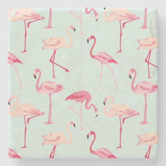 Retro-Flamingo patroon Stenen Onderzetter (Voorkant)