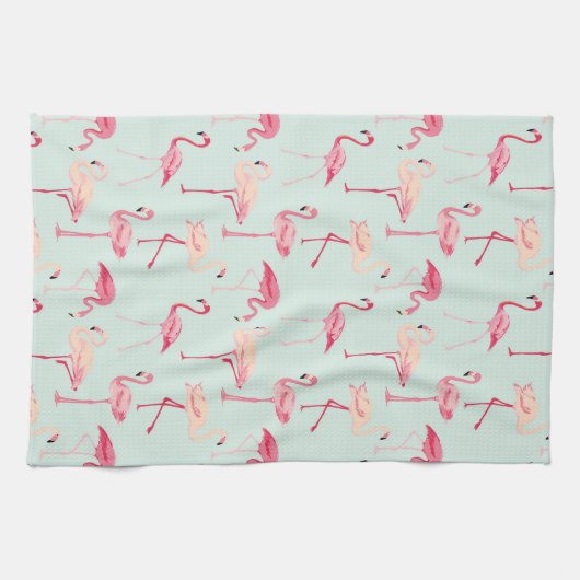 Retro-Flamingo patroon Theedoek (Horizontaal)