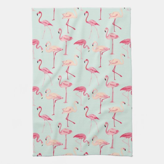Retro-Flamingo patroon Theedoek (Verticaal)