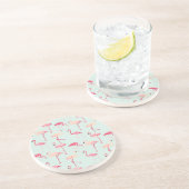 Retro-Flamingo patroon Zandsteen Onderzetter (Zijkant)