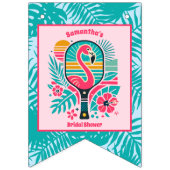 Retro Flamingo Pickleball Bruids-Shower Foto Vlaggetjes (Eerste vlag)