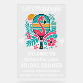Retro Flamingo Pickleball Bruiloft Feestelijke Beg Acryl Bord (Voorkant)