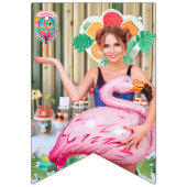 Retro Flamingo Pickleball Bruiloftsshower Foto Vlaggetjes (Tweede vlag)