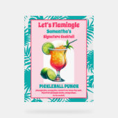 Retro Flamingo Pickleball Vrijgezellenfeest Cockta Acryl Bord (Voorkant)