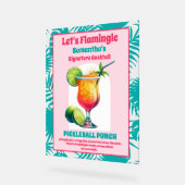 Retro Flamingo Pickleball Vrijgezellenfeest Cockta Acryl Bord (Hoek)