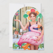 Retro Flamingo Pickleball Vrijgezellenfeest Foto Kaart (Achterkant)