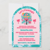 Retro Flamingo Pickleball Vrijgezellenfeest Foto Kaart (Voorkant)