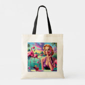 Retro Flamingo Pin-Up Tote Bag (Achterkant)