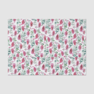 Retro Flamingo Pink White Decoupage Tissuepapier