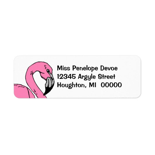 Retro Flamingo Pink White Return Address Label (Voorkant)