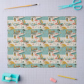 Retro Flamingo Poolside Summer Pattern (10) Tissuepapier (Craft)