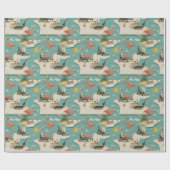 Retro Flamingo Poolside Summer Pattern (11) Cadeaupapier (Vlak)