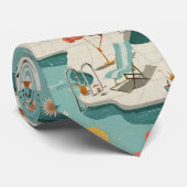 Retro Flamingo Poolside Summer Pattern (1) Stropdas (Opgerold)