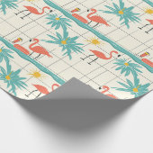 Retro Flamingo Poolside Summer Pattern (2) Cadeaupapier (Hoek)