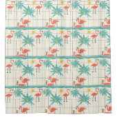 Retro Flamingo Poolside Summer Pattern (2) Douchegordijn (Voorkant)