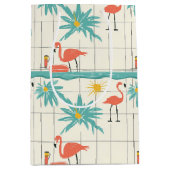 Retro Flamingo Poolside Summer Pattern (2) Medium Cadeauzakje (Voorkant)