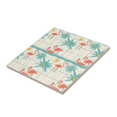 Retro Flamingo Poolside Summer Pattern (4) Tegeltje (Zijkant)