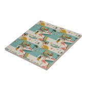 Retro Flamingo Poolside Summer Pattern (8) Tegeltje (Zijkant)