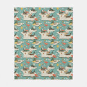 Retro Flamingo Poolside Zomerpatroon (11) Fleece Deken (Voorkant)