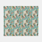 Retro Flamingo Poolside Zomerpatroon (11) Fleece Deken (Voorkant (Horizontaal))