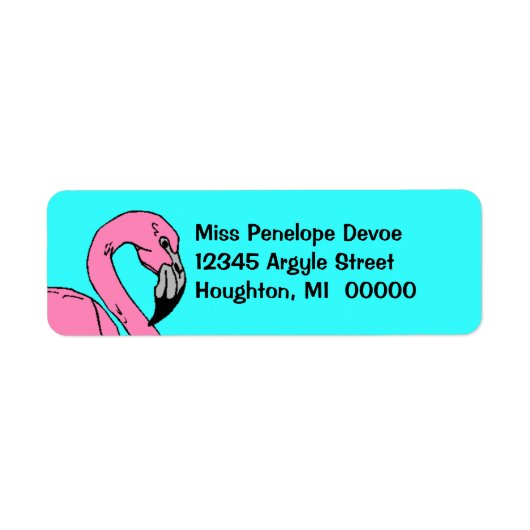 Retro Flamingo Roze Turquoise retouradres Etiket (Voorkant)