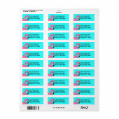 Retro Flamingo Roze Turquoise retouradres Etiket (Full Sheet)