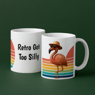 Retro Flamingo & Silly Vibes Mokkopduo – Vierkant  Koffiemok