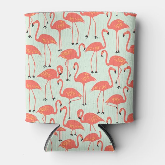 Retro Flamingo | Summer Poolside Coral Blikjeskoeler (Voorkant)