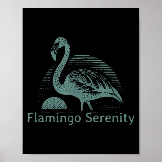 Retro Flamingo Sunset Funny 70s 80s 90s Men Women  Poster (Voorkant)