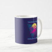 Retro Flamingo Zonsondergang Synthwave Sfeer Koffiemok (Voorkant rechts)