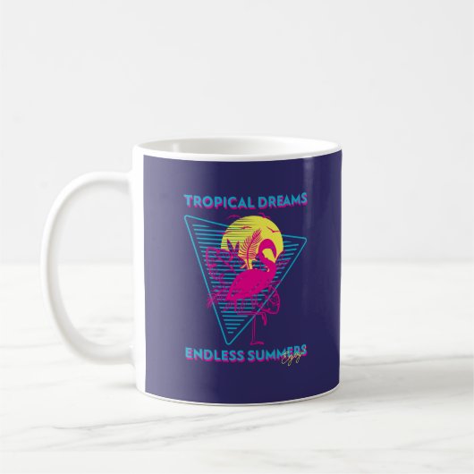 Retro Flamingo Zonsondergang Synthwave Sfeer Koffiemok (Links)