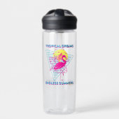 Retro Flamingo Zonsondergang Synthwave Sfeer Waterfles (Voorkant)