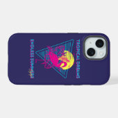 Retro Flamingo Zonsondergang Synthwave Vibes iPhone 15 Case (Achterkant horizontaal)