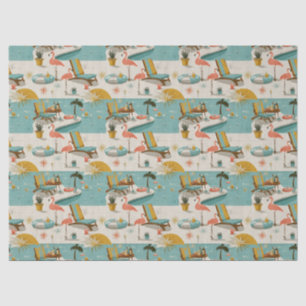 Retro Flamingo Zwembad Zomer Patroon (10) Tissuepapier